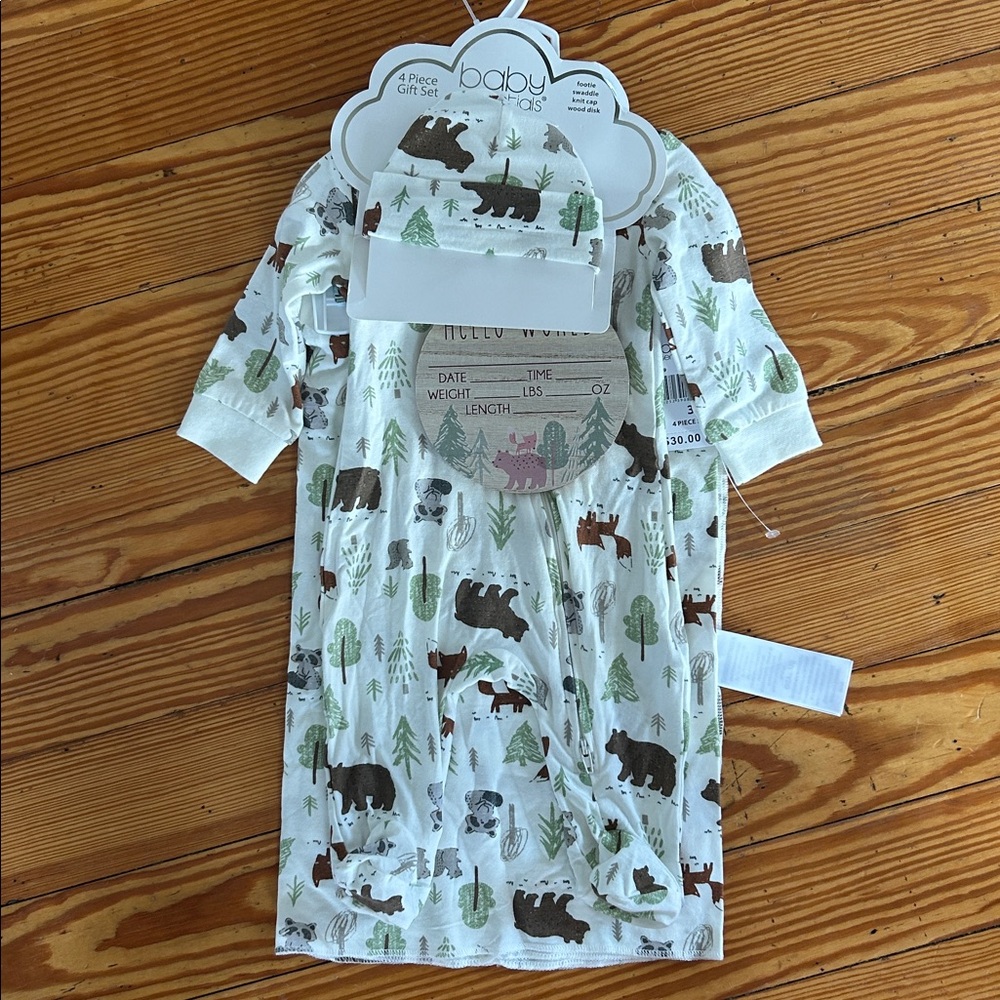 Baby Gear Forest Print Gown and Hat Set